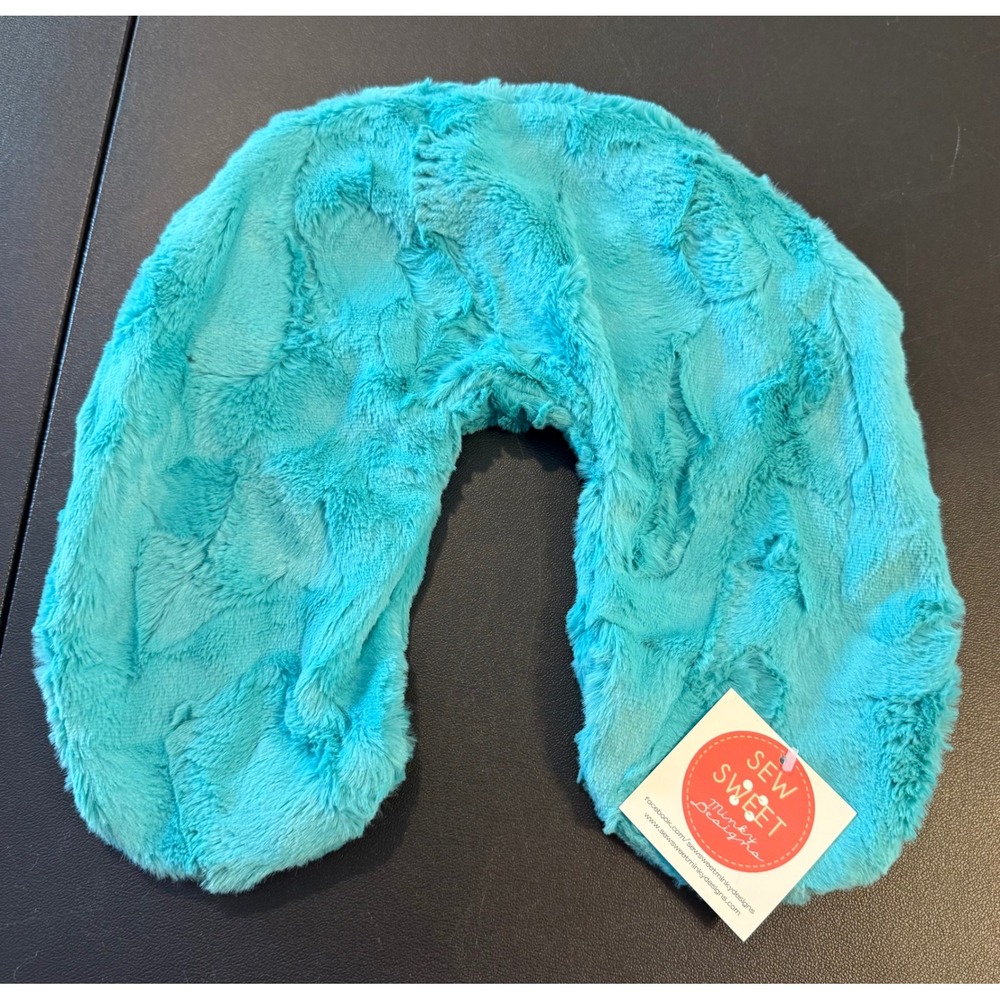 Sew Sweet Minky Designs Travel Neck Pillow Cover Turquoise Blue  Plush NEW
